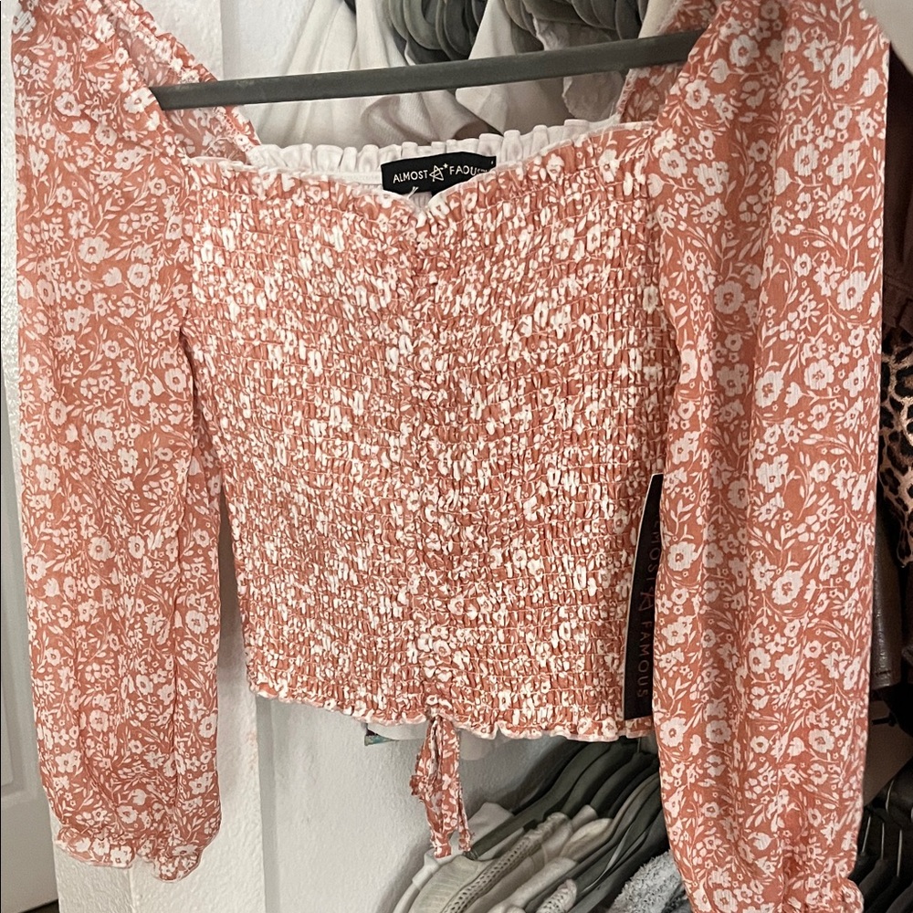 Women's western Floral Smocked Blouse - Coral